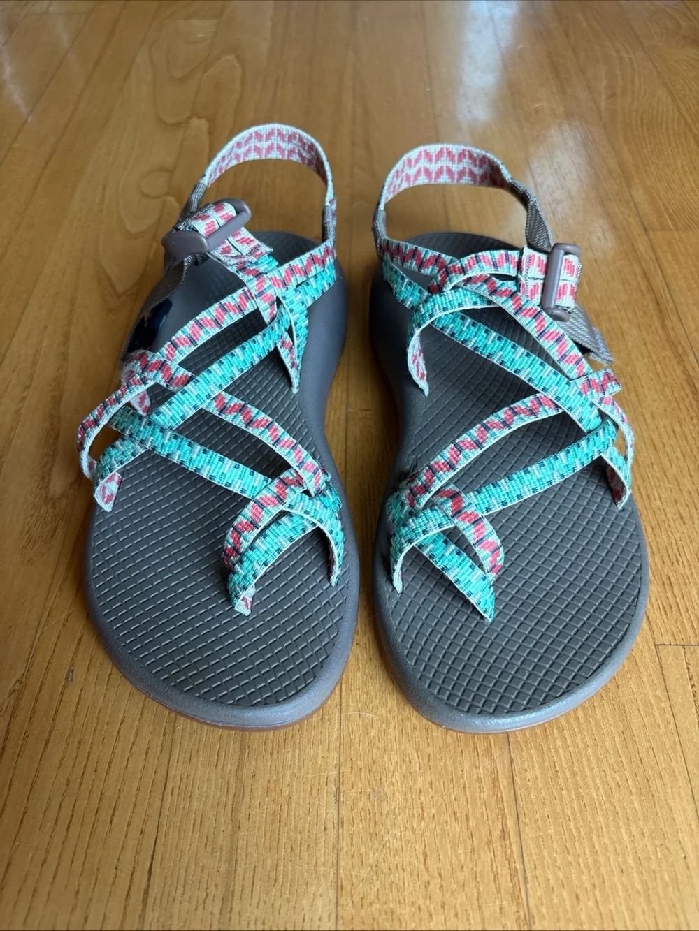 Chaco ZX/2 Classic Sandals Dolman Pine Taupe Red Green Womens Sz 8 Hiking Arch